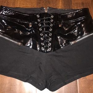 Patent leather shorts